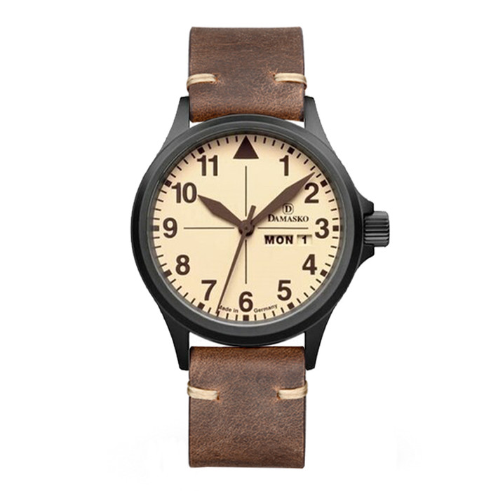 Damasko DA20BK Swiss Automatic Pilot Watch with Sand Color Dial