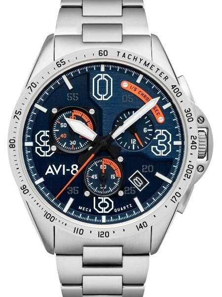 AVI-8 Silver Oak Blakeslee Pilot Quartz Chronograph Watch #AV-4077-22