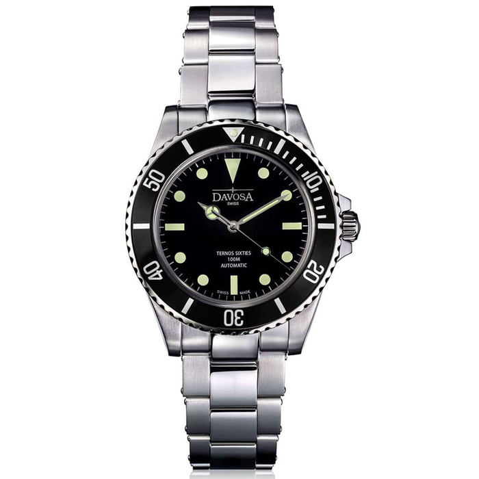 Davosa Ternos Sixties-Style Swiss Automatic Dive Watch with Black