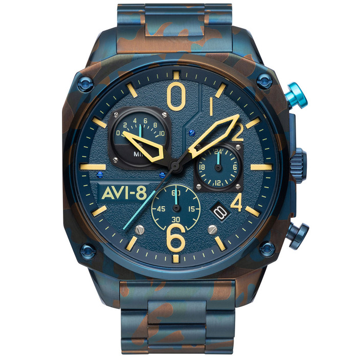 AVI-8 Hawkeye Hunter Air Camo, Retrograde Chronograph, AR Crystal