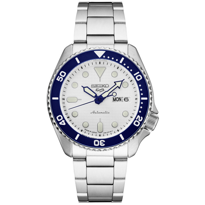 Seiko 5 Sports 24-Jewel Automatic Watch with Textured White Dial