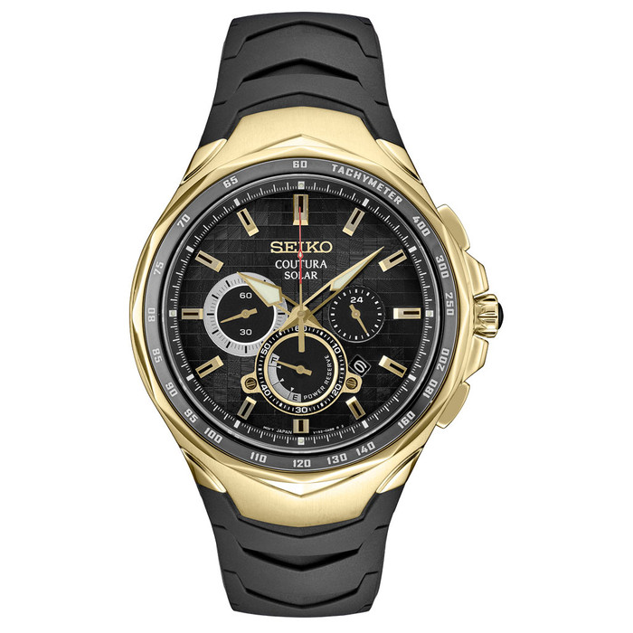 Seiko SSC743 Solar Coutura Chronograph Watch with 24-hour sub-dial and  sapphire crystal
