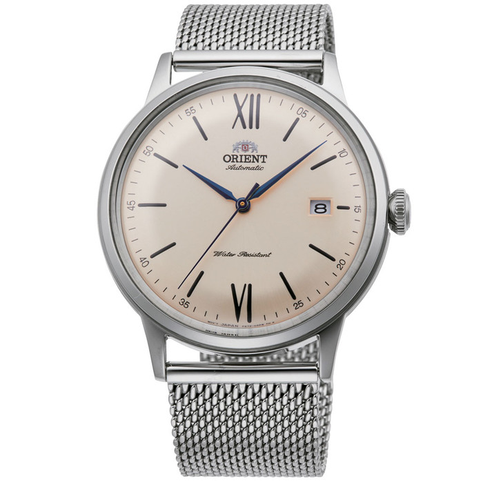 Orient Automatic Dress Watch with Cream Color Dial and Mesh Bracelet #RA-AC0020G10B
