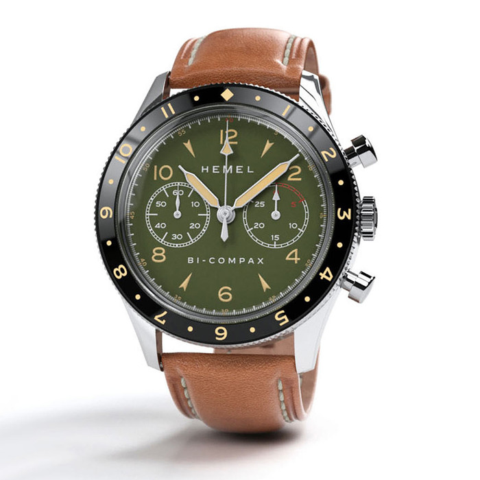 HEMEL Air Wing Mechanical Chronograph with Dual-Time Bezel and DD