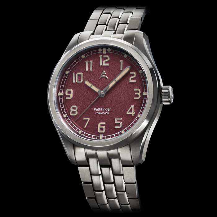 Axios Pathfinder 200M with Crimson Dial Zoomed