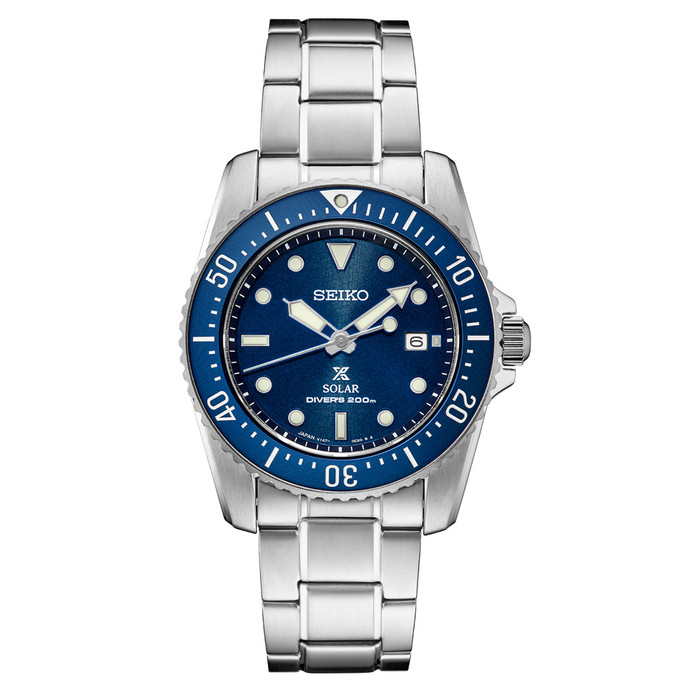 Seiko Special Edition PADI Prospex Solar Dive Watch with Blue Dial and  Stainless Steel Bracelet #SNE549