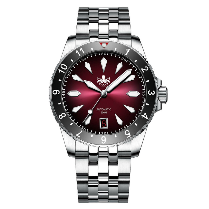 Phoibos Voyager Automatic Dive Watch with Ombre Red Dial #PY035D Zoom