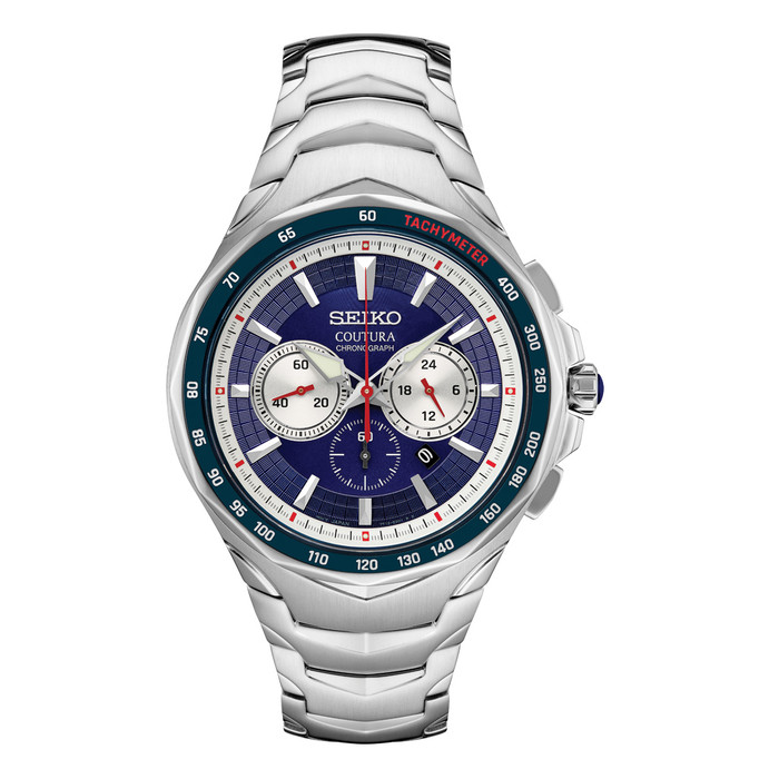 Seiko SSC743 Solar Coutura Chronograph Watch with 24-hour sub-dial and  sapphire crystal