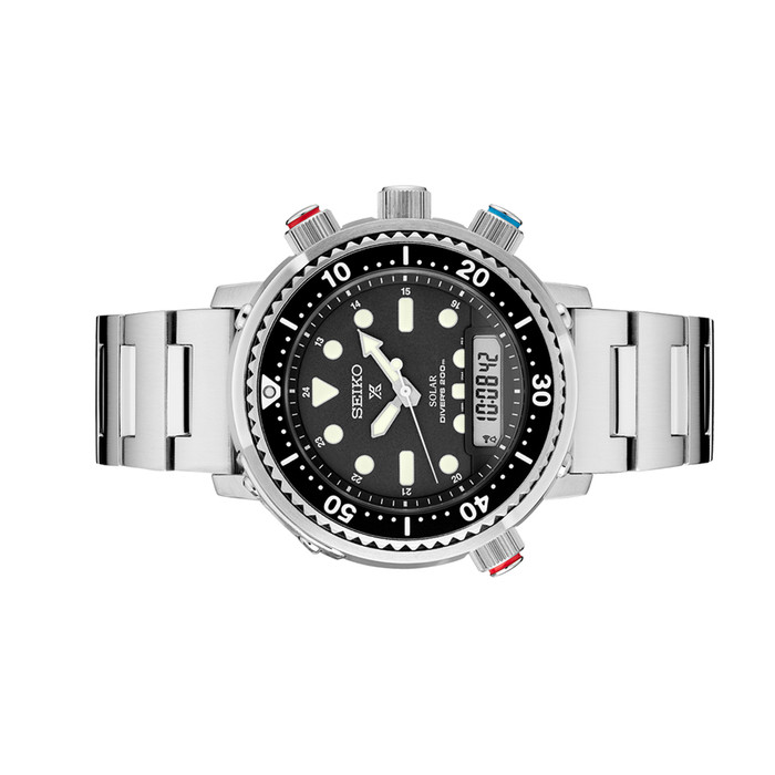 Seiko Prospex Solar AnalogDigital Dive Watch with Depth Meter, Water