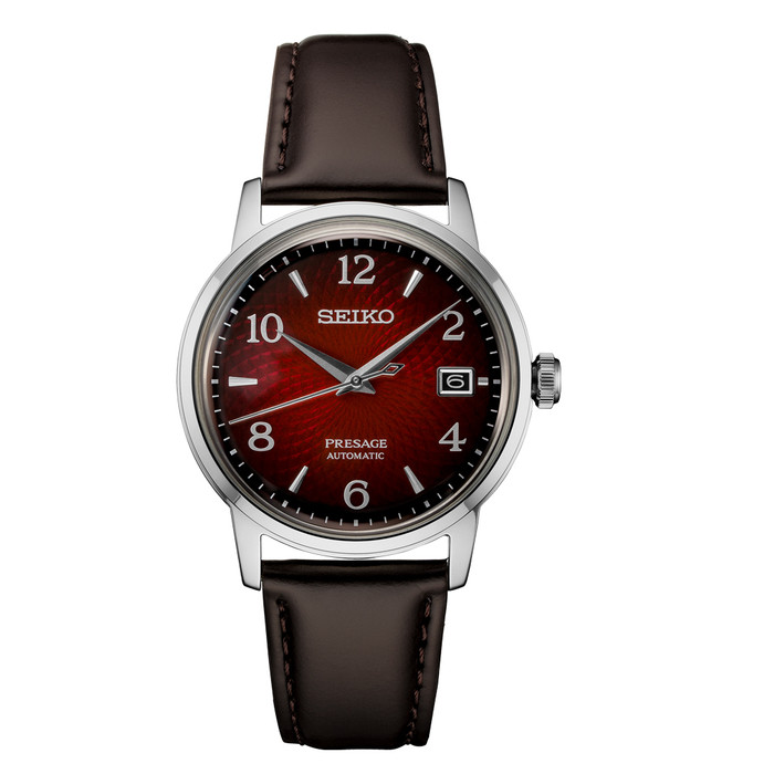 Seiko Presage Automatic Dress Watch with Red Arabic Dial #SRPE41 zoom