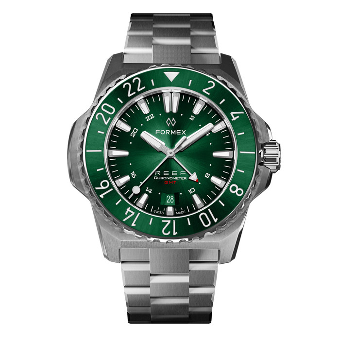 Formex REEF GMT Chronometer Dive Watch with Green Dial and Bezel #2202.1.5300.100 zoom