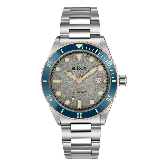 Le Jour Seacolt Automatic Swiss Dive Watch with Grey Textured Dial