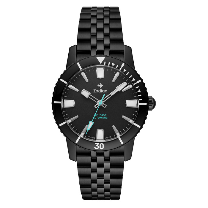 Zodiac Super Sea Wolf 53 Compression Automatic Black Stainless Steel Watch #ZO9276 zoom