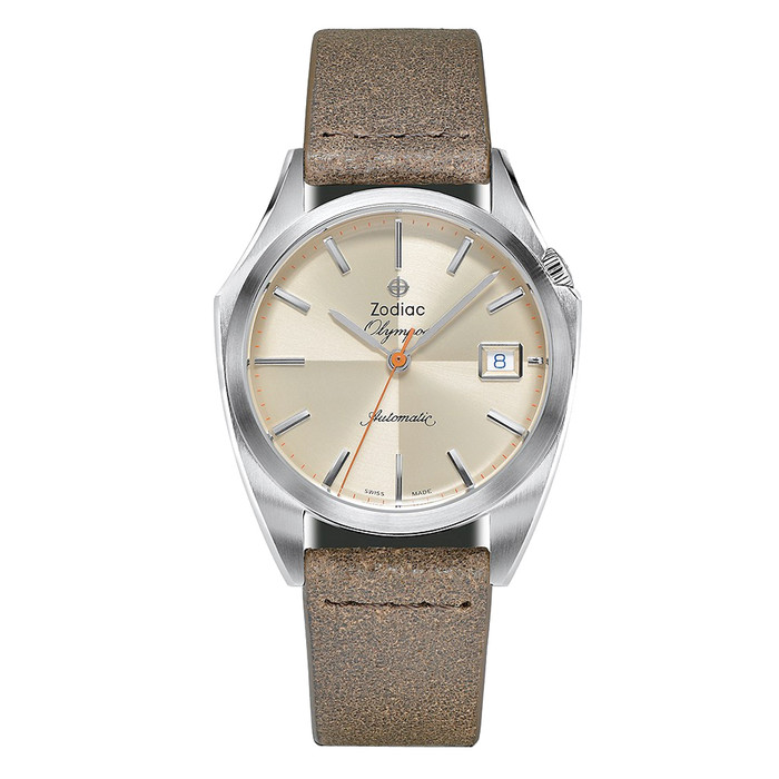 Zodiac Olympos Automatic Brown Leather Watch #ZO9702