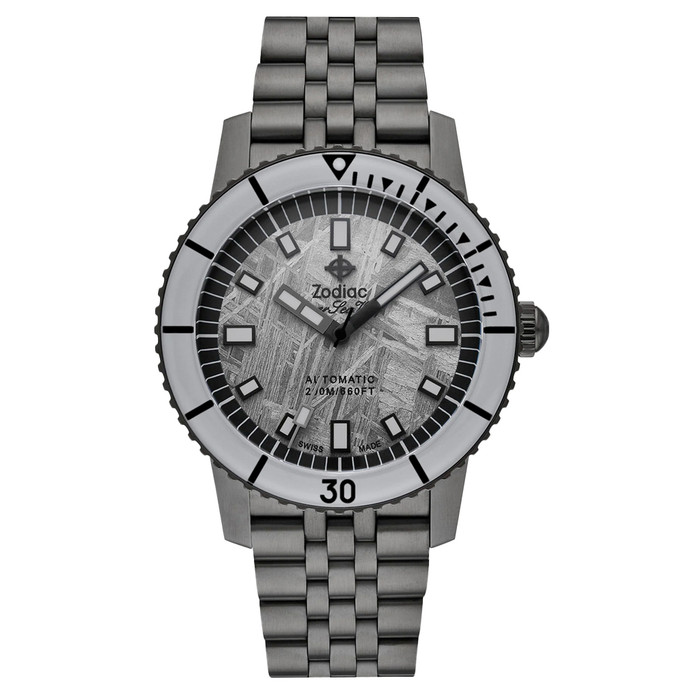 Zodiac Super Sea Wolf Gun Metal Watch with Meteorite Dial #ZO9292