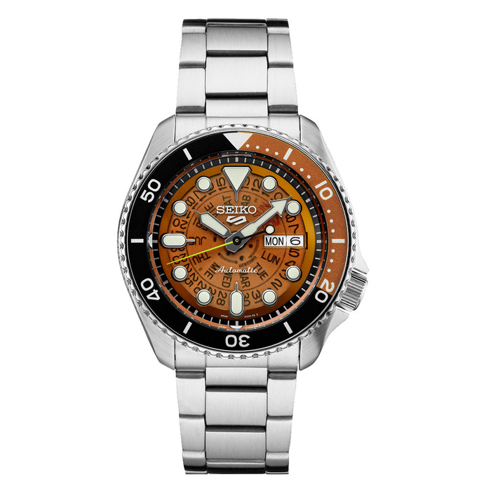 Seiko 5 Sports Automatic GMT Watch with Orange Dial #SSK005