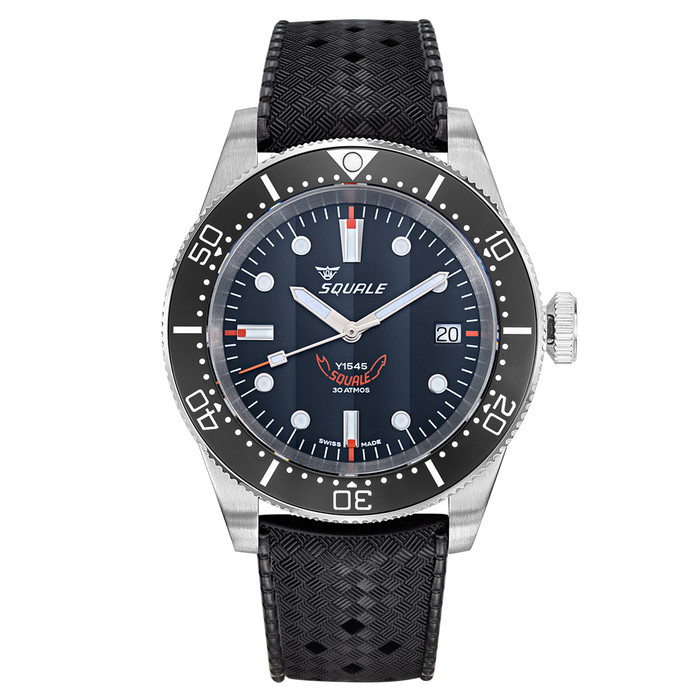 Squale 1545 Black Dial Dive Watch with Orange Accents and Rubber Strap #1545BKBK.HT zoom