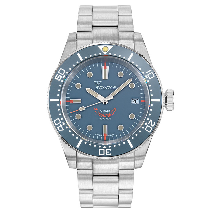 Squale 1545 Grey Dial Dive Watch with Orange Accents and Stainless Steel Bracelet #1545GG.AC zoom