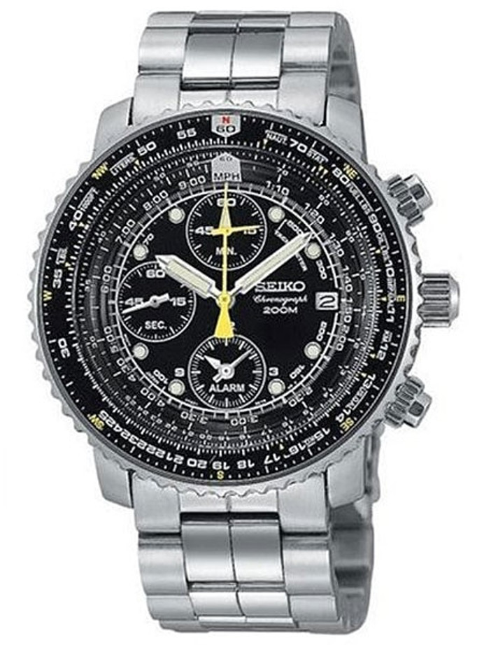 Scratch and Dent - Seiko SND991 Quartz Flightmaster Chronograph Watch with Alarm Function