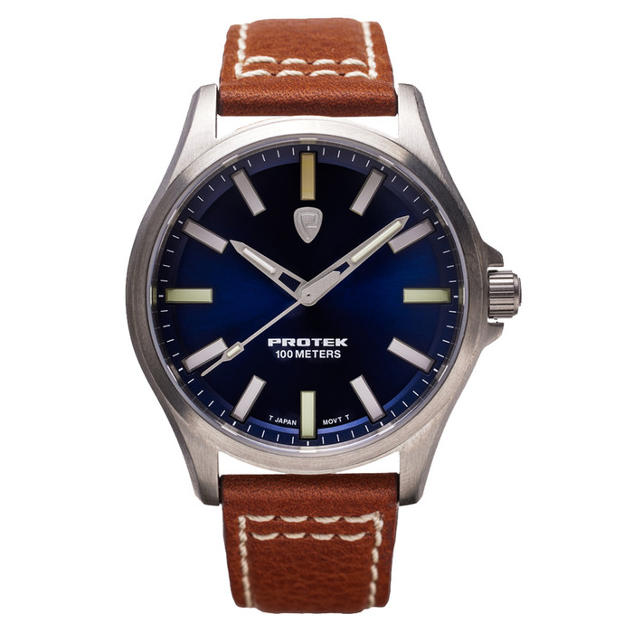 Protek Titanium Field Watch 3000 Series with Tritium T100 Tubes and Blue Dial #PT3003 zoom