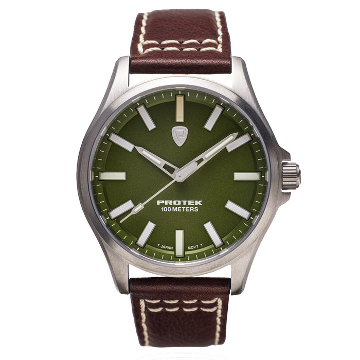 Protek Titanium Field Watch 3000 Series with Tritium T100 Tubes and Green Dial #PT3005 zoom