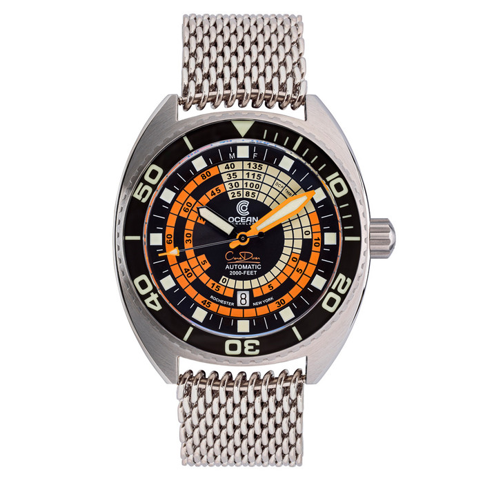 Ocean Crawler Core Diver V4 with Black and Orange Decompression Dial #OC-DCT-BLK zoom