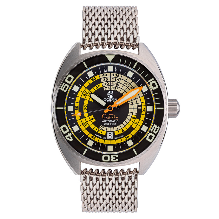 Ocean Crawler Core Diver V4 with Black and Yellow Decompression Dial #OC-DCT-YLW zoom
