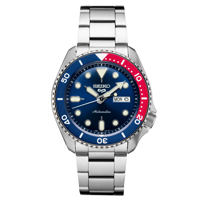 Seiko 5 Sports Automatic Watch with Blue Dial and Pepsi Bezel #SRPD53 zoom
