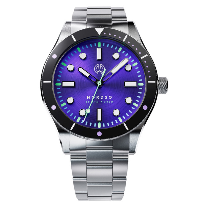 Henry Archer Nordso Automatic Dive Watch with Cosmic Purple Dial #HAC-NOR-COS-3LI zoom
