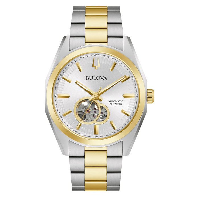 小物 blanc.. BO0021 TAN Bulova Surveyor Automatic Watch with Two-Tone Case and Open