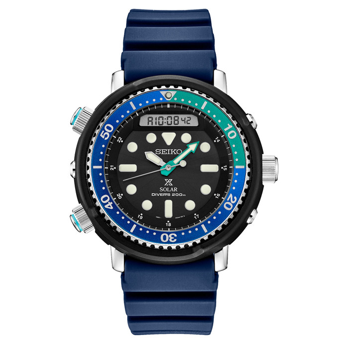 Seiko Prospex Tropical Lagoon Solar Analog-Digital Dive Watch #SNJ039