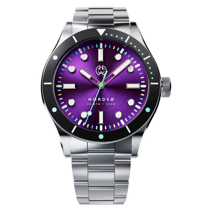 Henry Archer Nordso Automatic Dive Watch with Neon Purple Dial #HAC-NOR-NE3-3LI