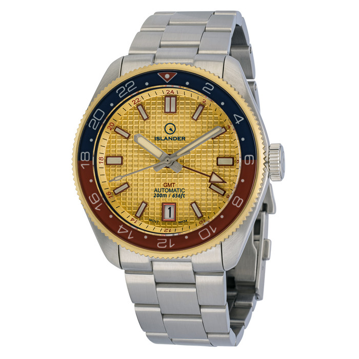 Islander Automatic GMT Dive Watch with Gold Waffle Dial #ISL-225