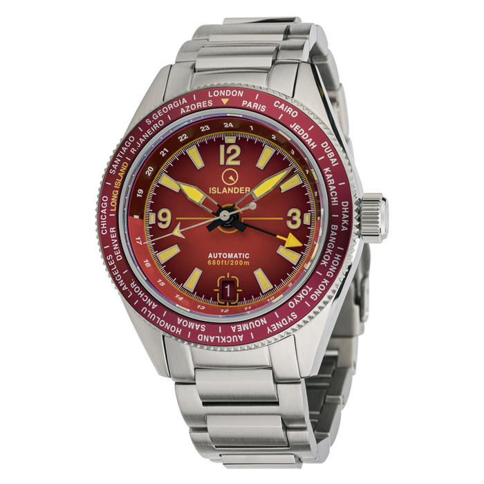 Islander Calabro GMT World Time Watch with Red Dial #ISL-242