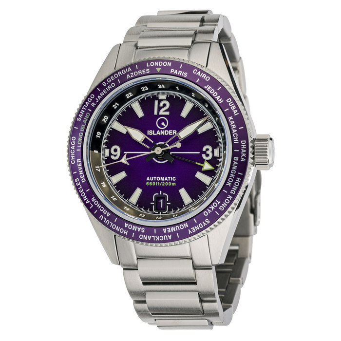 Islander Calabro GMT World Time Watch with Purple Dial #ISL-243