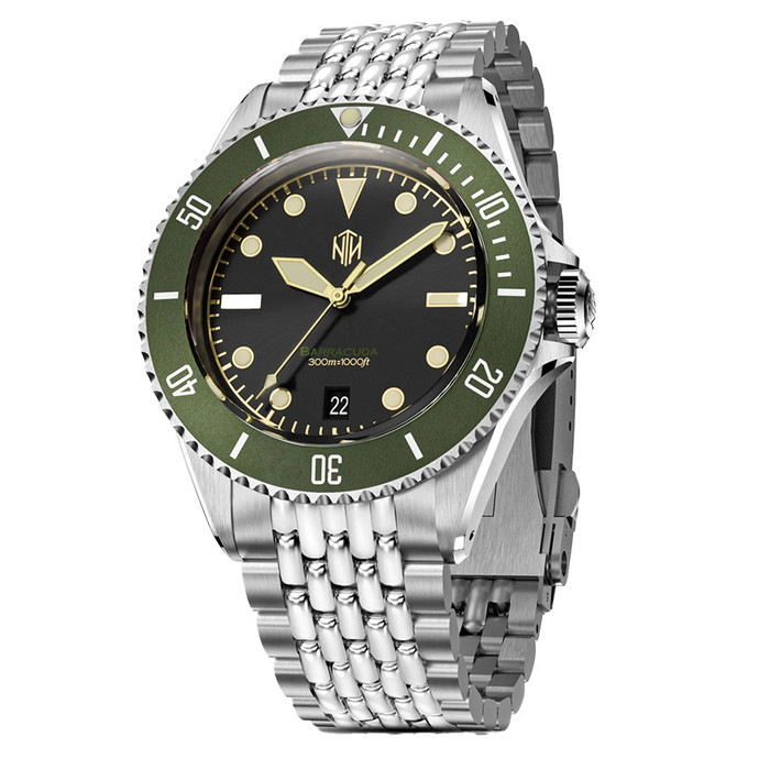 NTH Legends Series Barracuda Vintage Green Dive Watch with Date