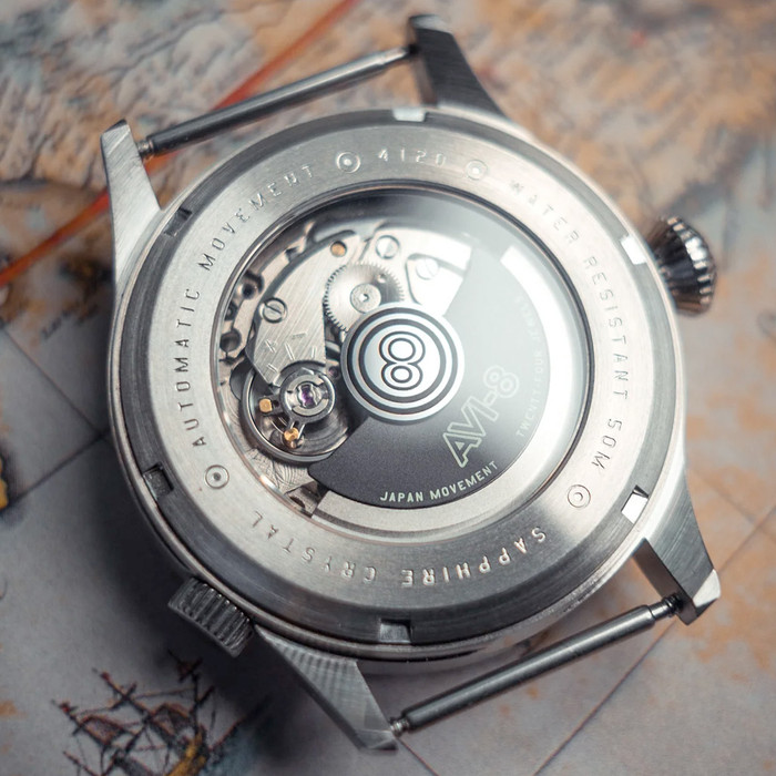 AVI-8 Orologio Automatico Uomo Flyboy Wingman Worldtimer GMT 41 Mm Pelle E Nylon