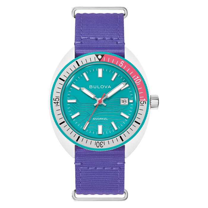 Bulova Snorkel LE Dive Watch With Teal Wave Pattern Dial #98B447