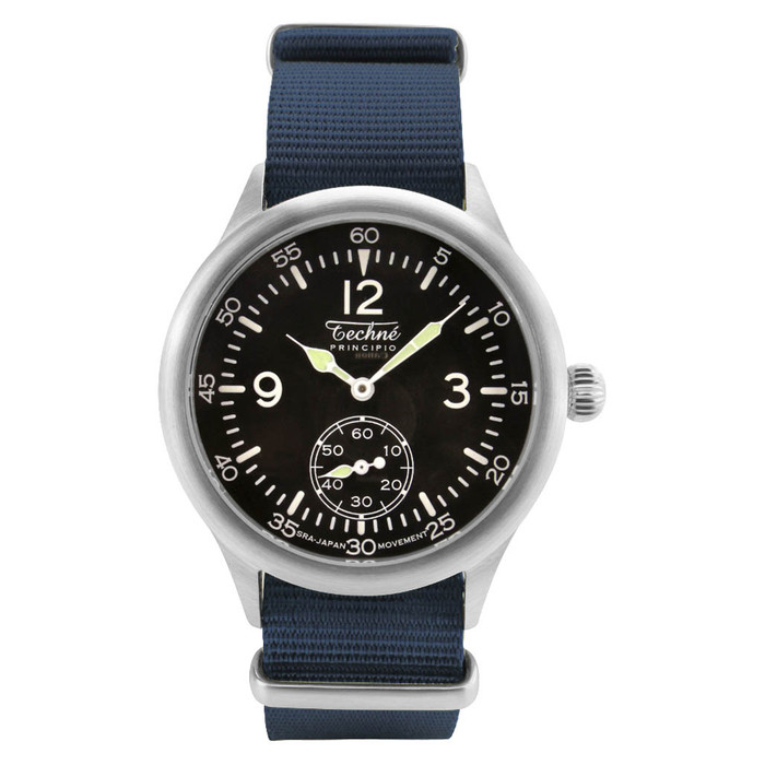 Techne 39.5mm Merlin Quartz Aviator Watch with Navy Blue Strap #246.026