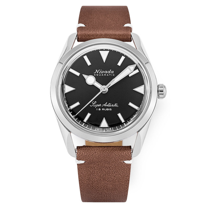 Nivada Grenchen 35mm Super Antarctic Black Dial Watch #35014M14