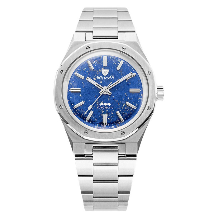 Nivada Grenchen 37mm F77 Watch with Lapis Lazuli Dial #68009A77