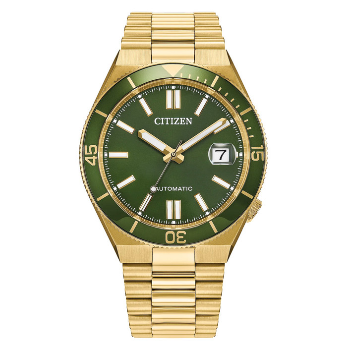 千羽鶴 (グリーン） Citizen Tsuyosa Shore Watch in Yellow Goldtone with Green Dial