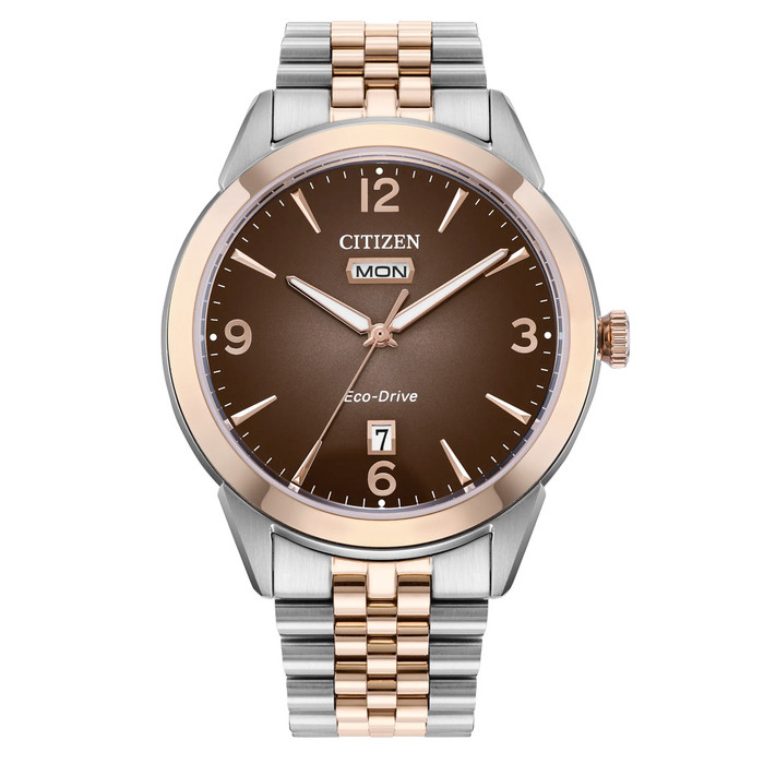 Citizen Rolan Eco-Drive Day-Date Two-Tone with Brown Dial #AW0156-57X