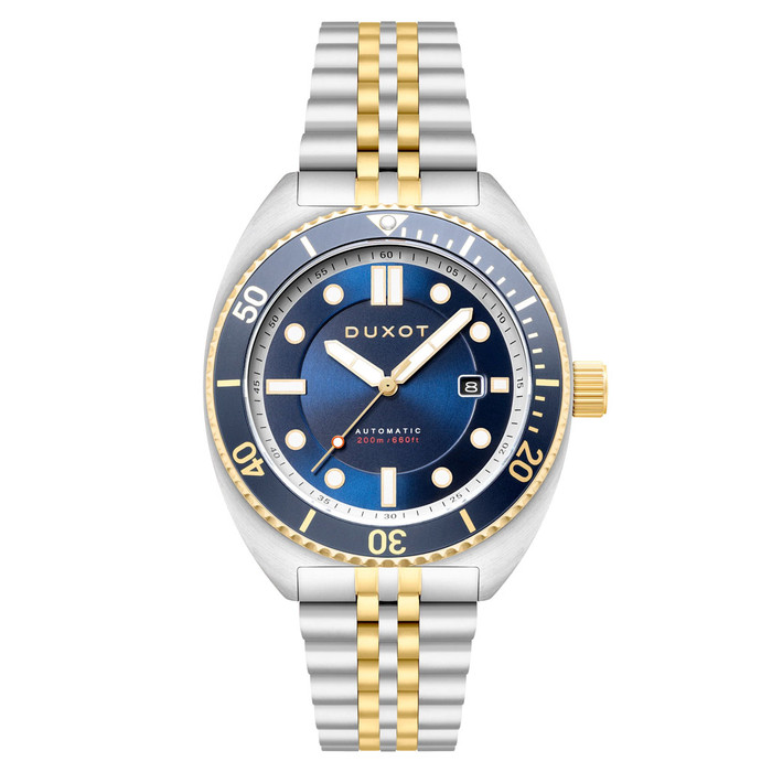 Duxot Tortuga Automatic Two-Tone Dive Watch with Blue Dial #DX-2026-44
