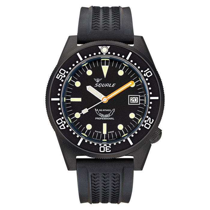 Squale 50 Atmos Swiss Dive watch with DLC Black Case #1521DLCBK.VO