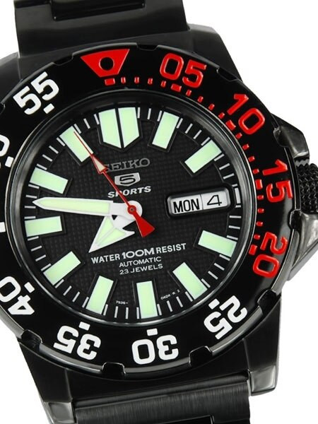 Seiko 5 Sports Automatic Black PVD Dive Watch with PVD Bracelet SNZF53K1