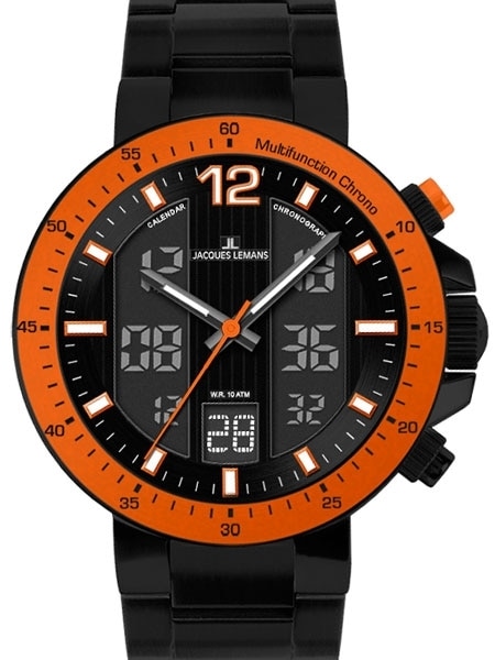 Jacques Lemans Black Milano 50MM Analog-Digital Chronograph