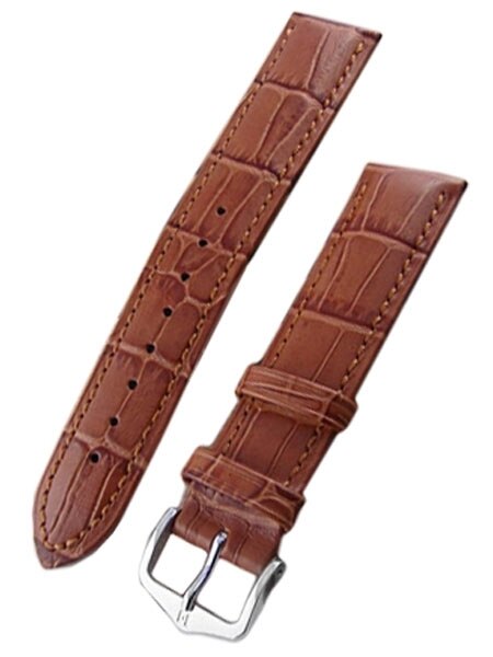 Hirsch Duke Honey Brown Alligator Embossed Leather Watch Strap