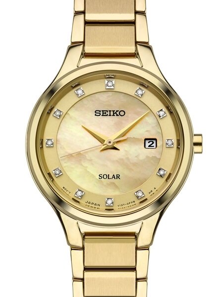 Seiko Solar Powered Ladies Dress Watch with a Goldtone case and