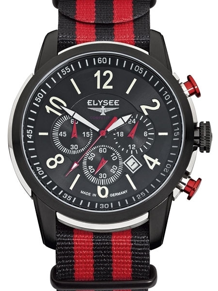 Elysee 45mm The Race I Crystal 60-minute #80524 Sapphire with Watch and Chronograph Stopwatch Quartz